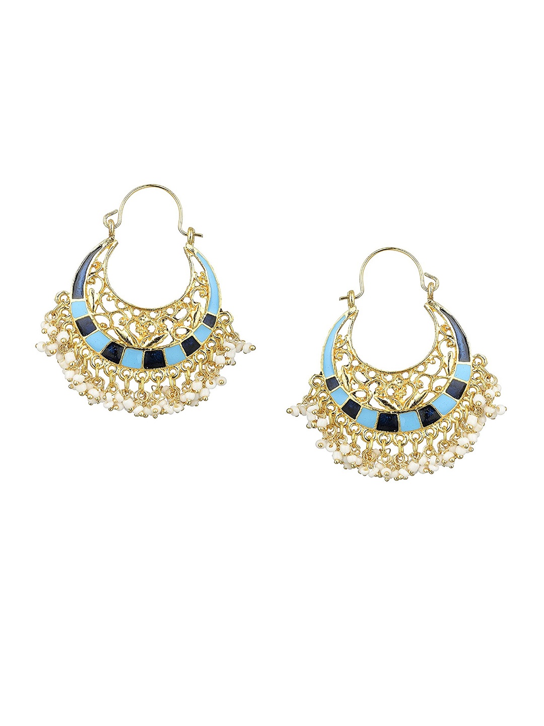 

Kshitij Jewels Women Gold-Plated Blue Contemporary Chandbalis Earrings