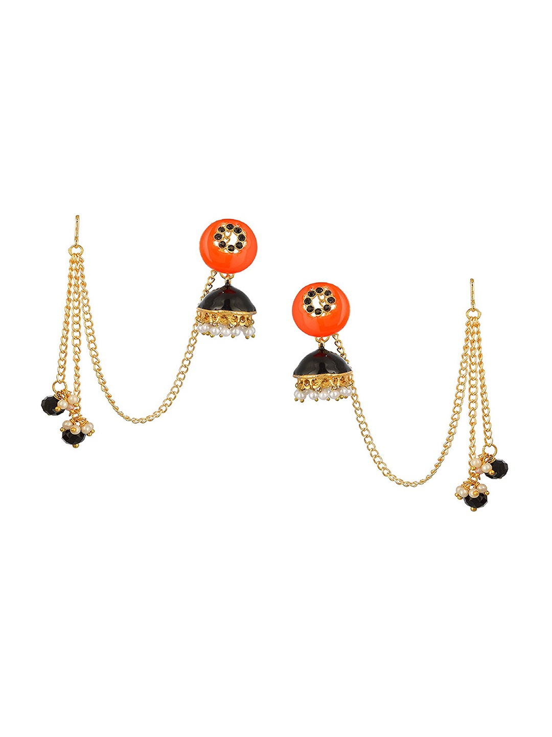 

Kshitij Jewels Women Gold-Toned & Orange Contemporary Jhumkas Earrings