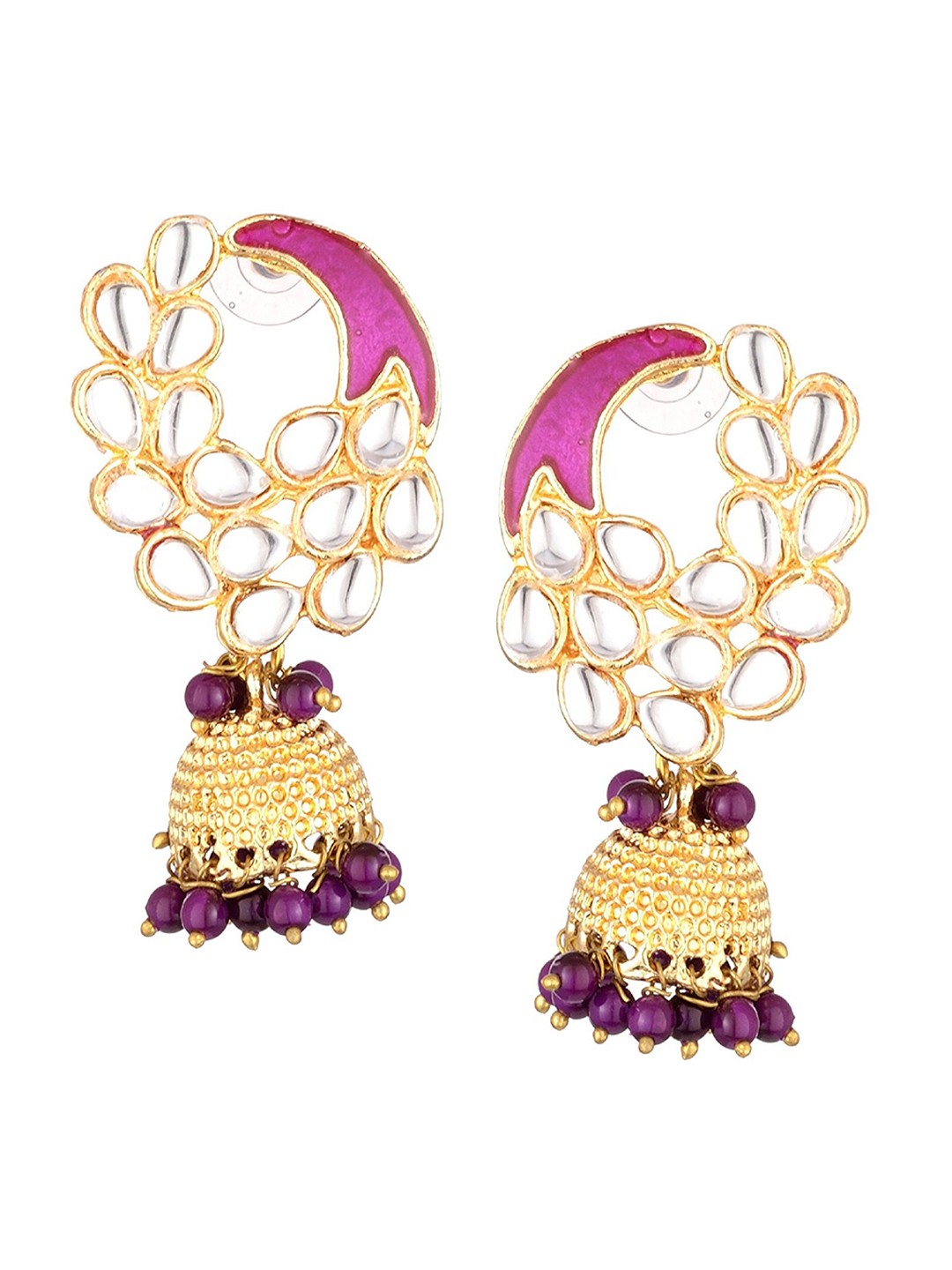 

Kshitij Jewels Purple Gold Plated Contemporary Jhumkas Earrings