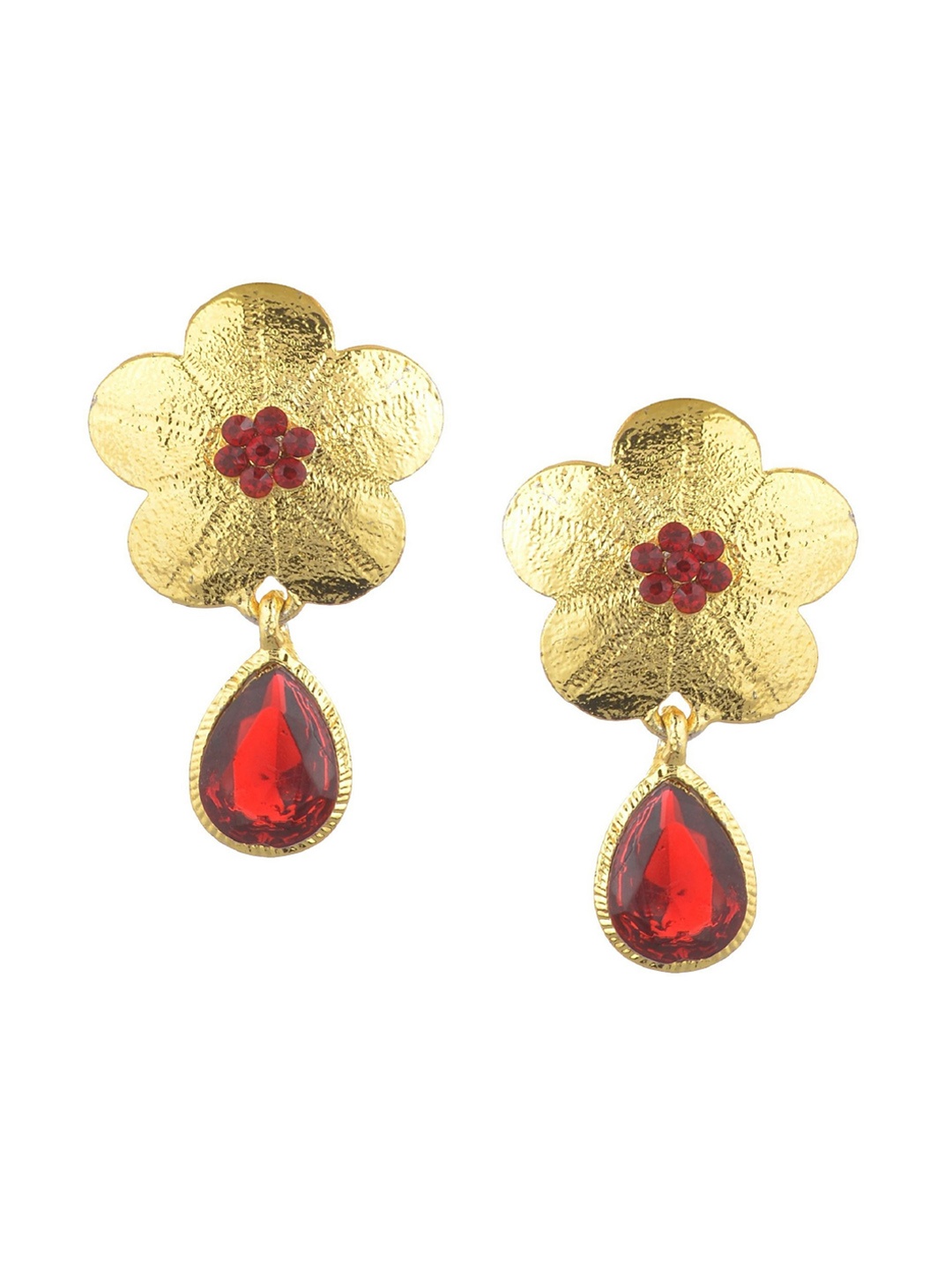 

Kshitij Jewels Gold-Toned & Brown Floral Drop Earrings