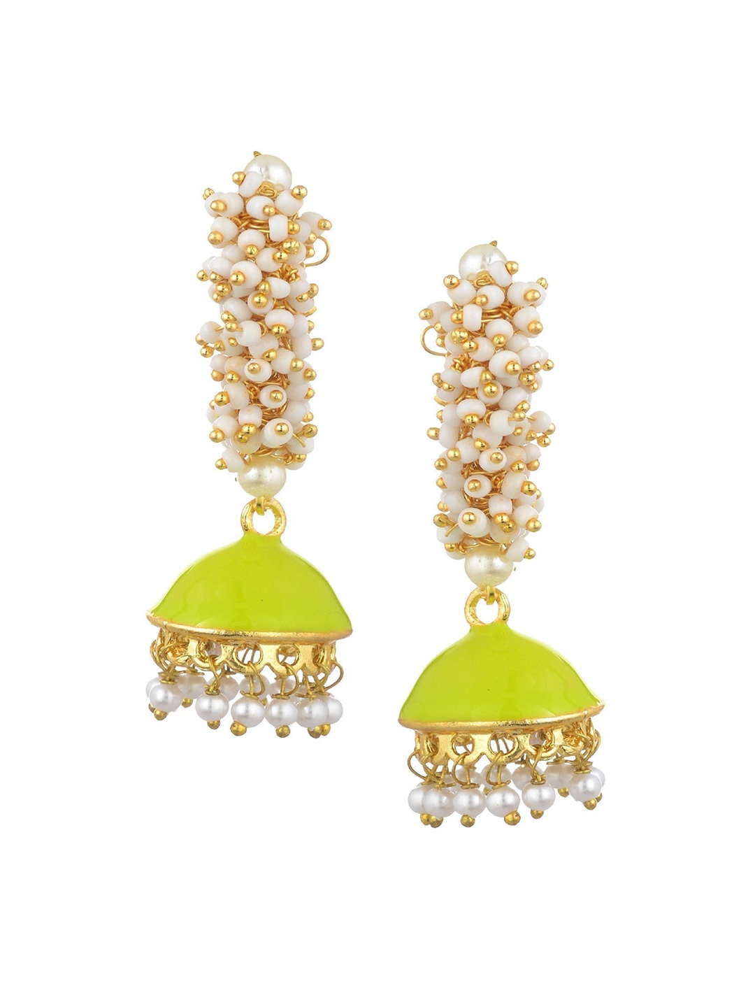 

Kshitij Jewels Green Contemporary Jhumkas Earrings