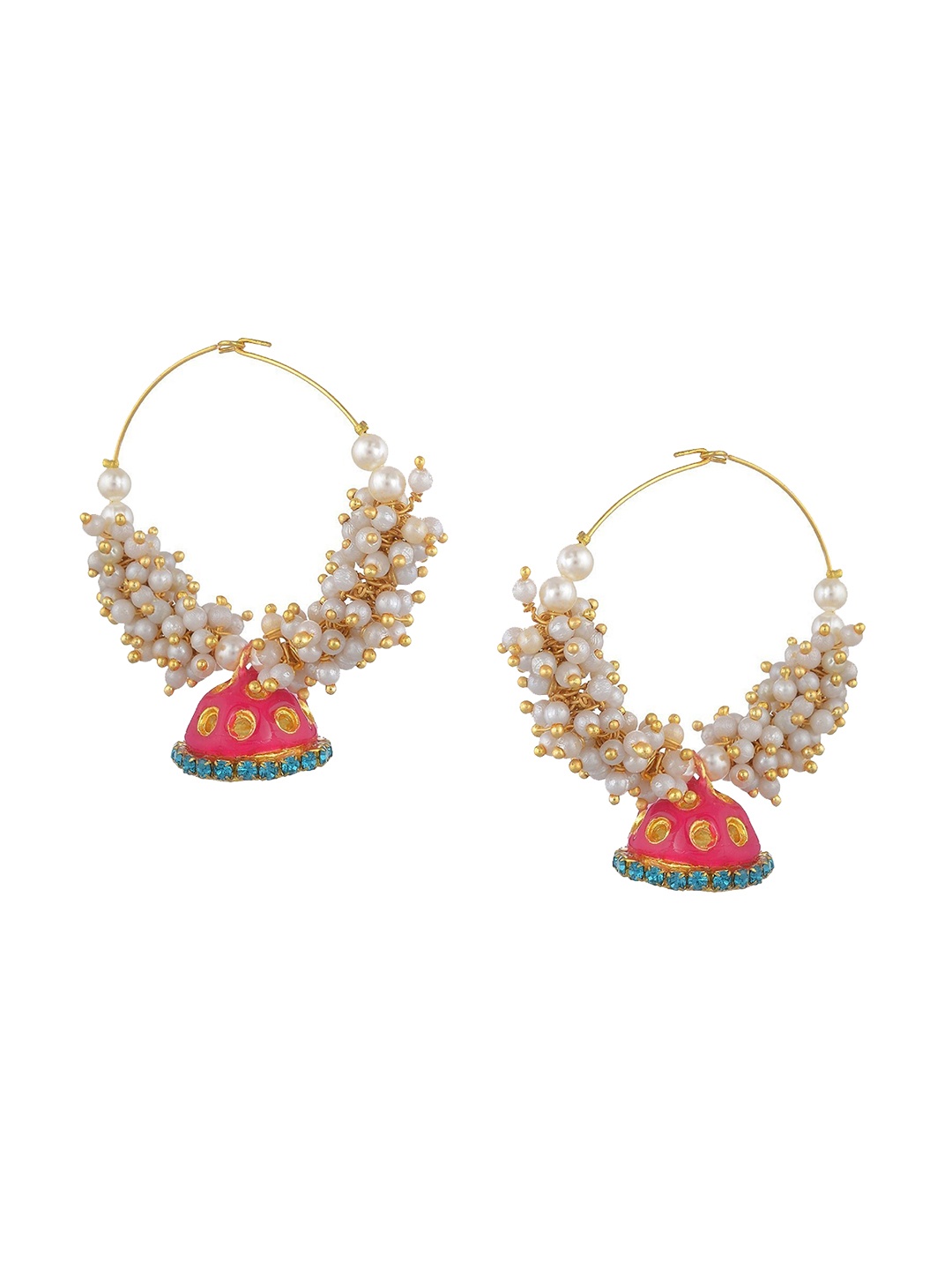 

Kshitij Jewels White & Red Contemporary Jhumkas Earrings
