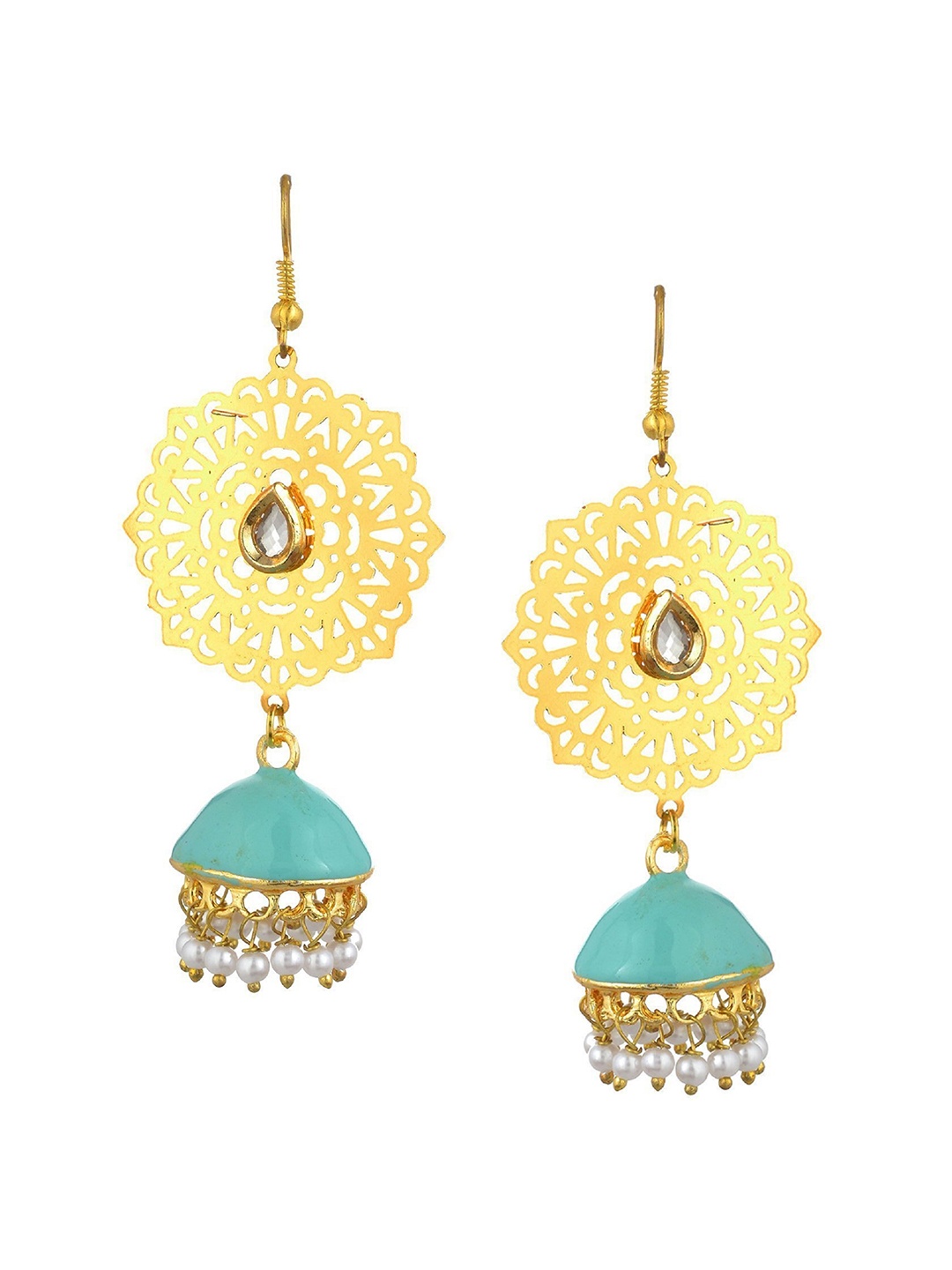 

Kshitij Jewels Blue & Gold-Plated Classic Jhumkas Earrings