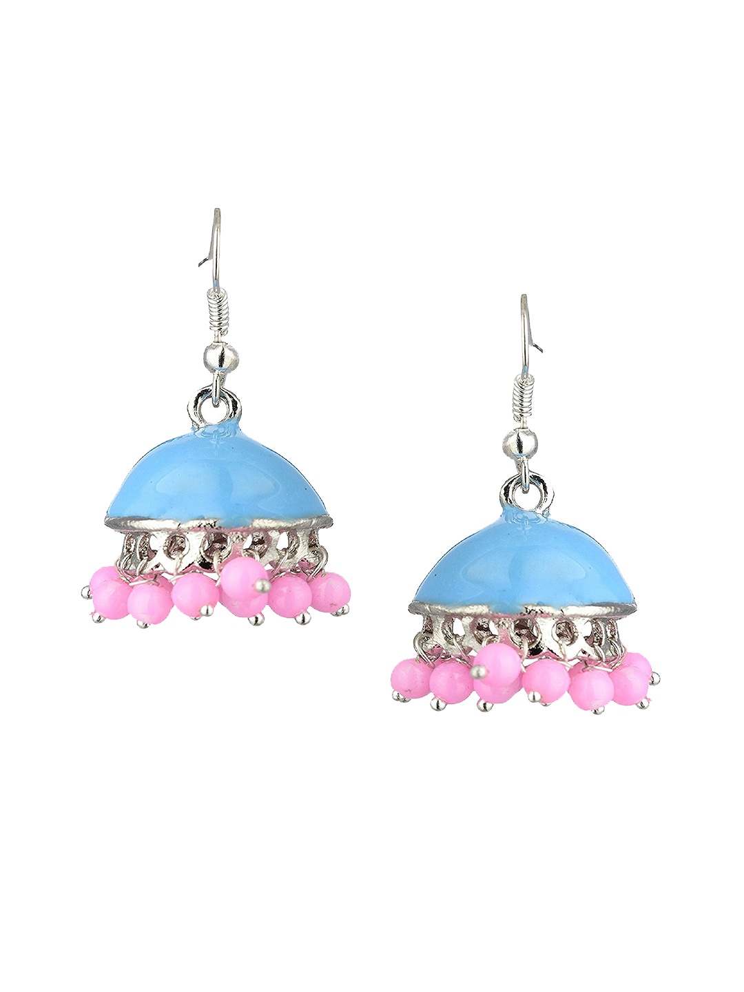 

Kshitij Jewels Blue & Pink Contemporary Jhumkas Earrings