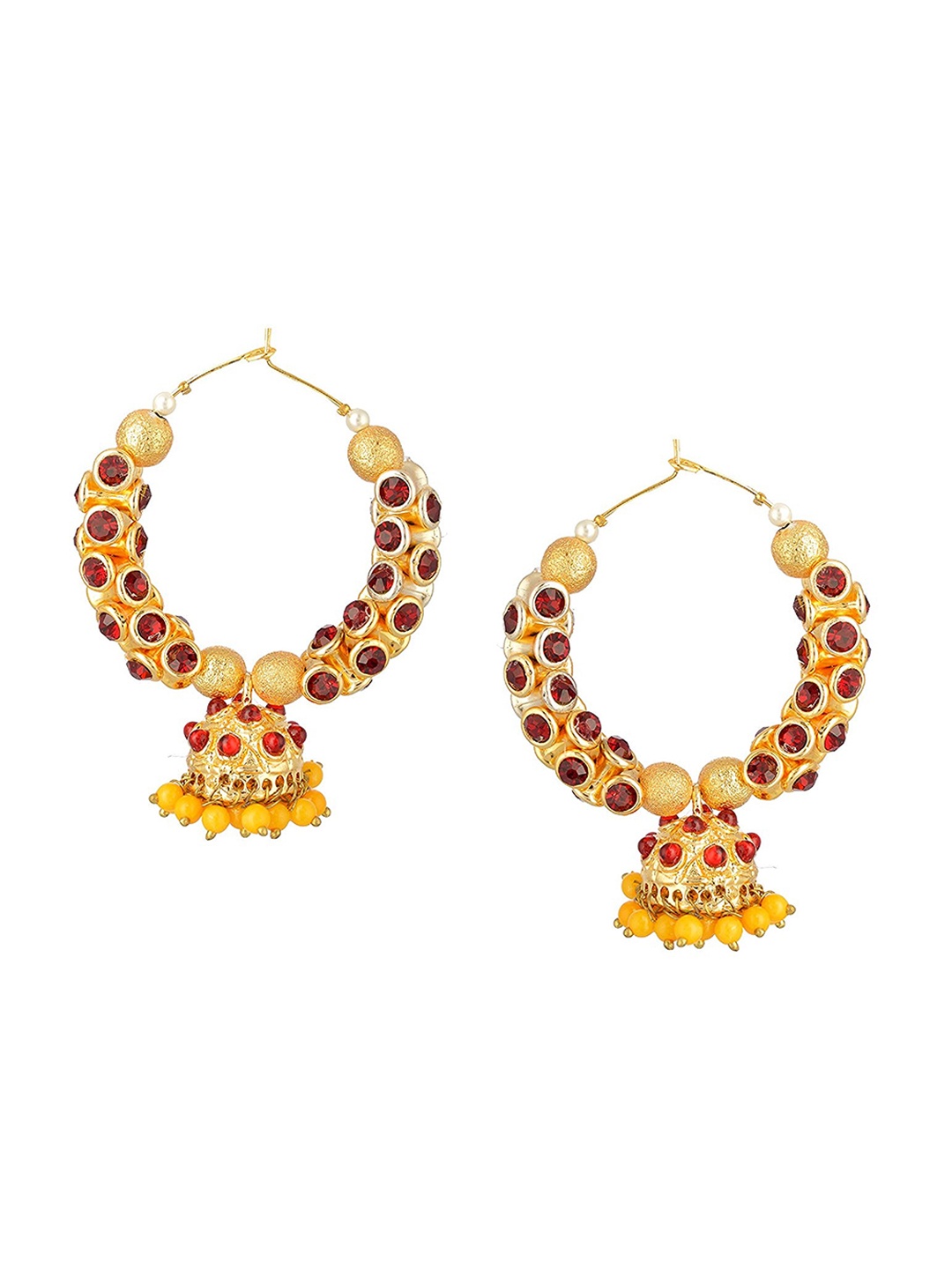 

Kshitij Jewels Maroon Gold-Plated Contemporary Jhumkas Earrings