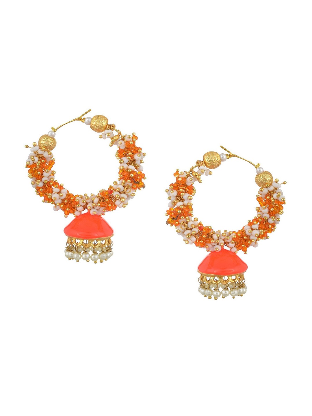 

Kshitij Jewels Orange Contemporary Jhumkas Earrings
