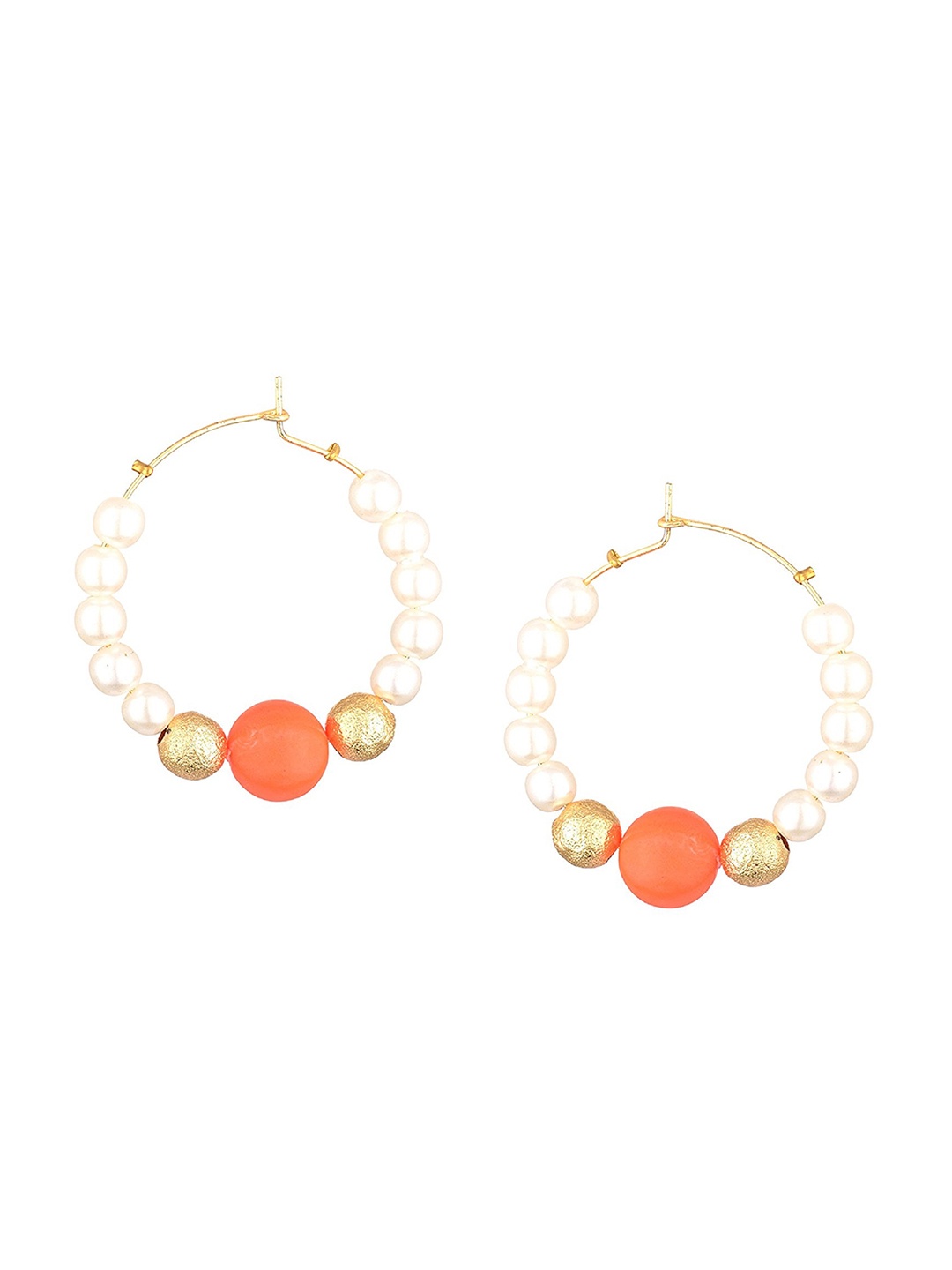 

Kshitij Jewels Orange & White Circular Hoop Earrings