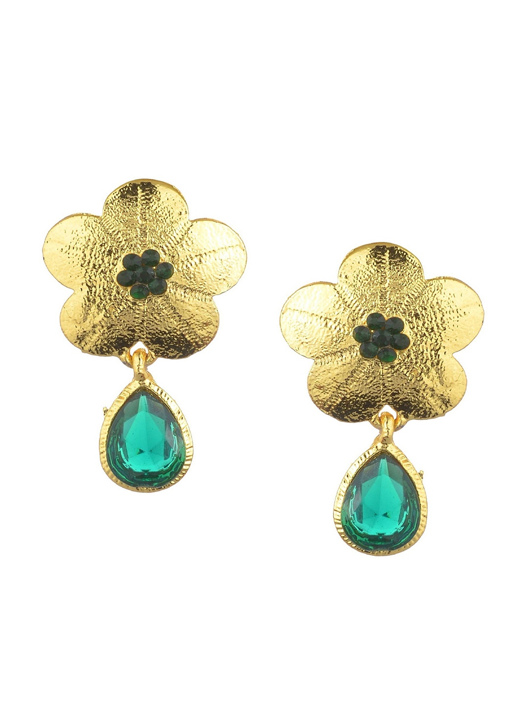 

Kshitij Jewels Gold-Toned & Green Contemporary Drop Earrings