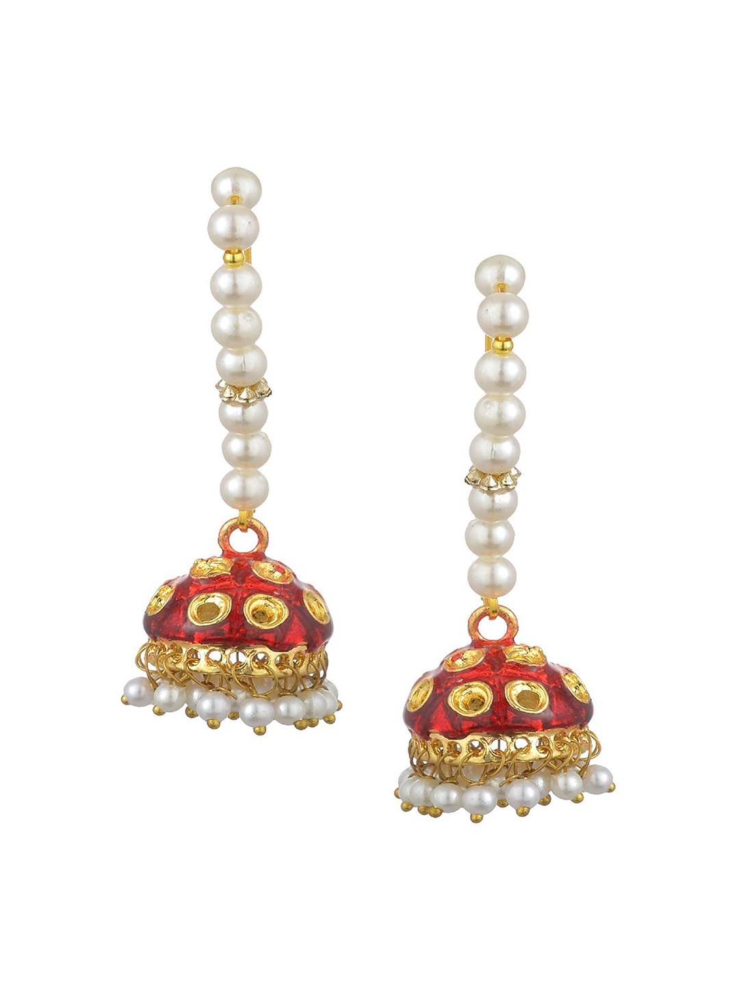 

Kshitij Jewels Gold-Plated Maroon Contemporary Jhumkas Earrings