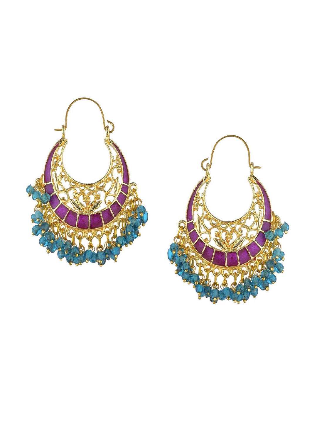 

Kshitij Jewels Gold-Toned & Purple Classic Chandbalis Earrings