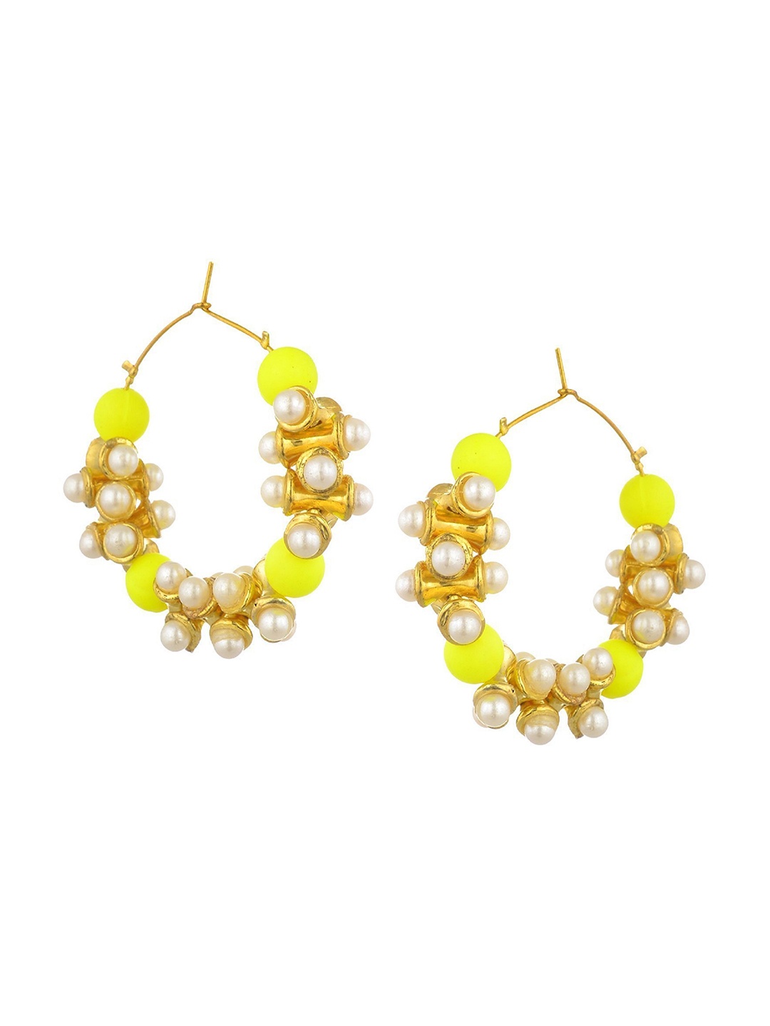 

Kshitij Jewels Women Yellow Contemporary Metal Hoop Earrings