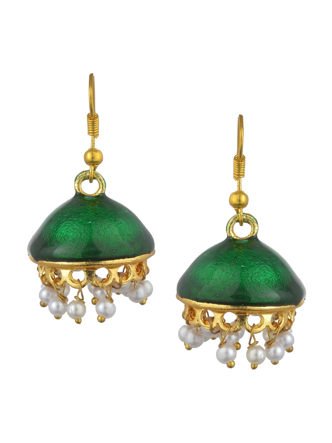 

Kshitij Jewels Gold-Plated & Green Classic Jhumkas Earrings