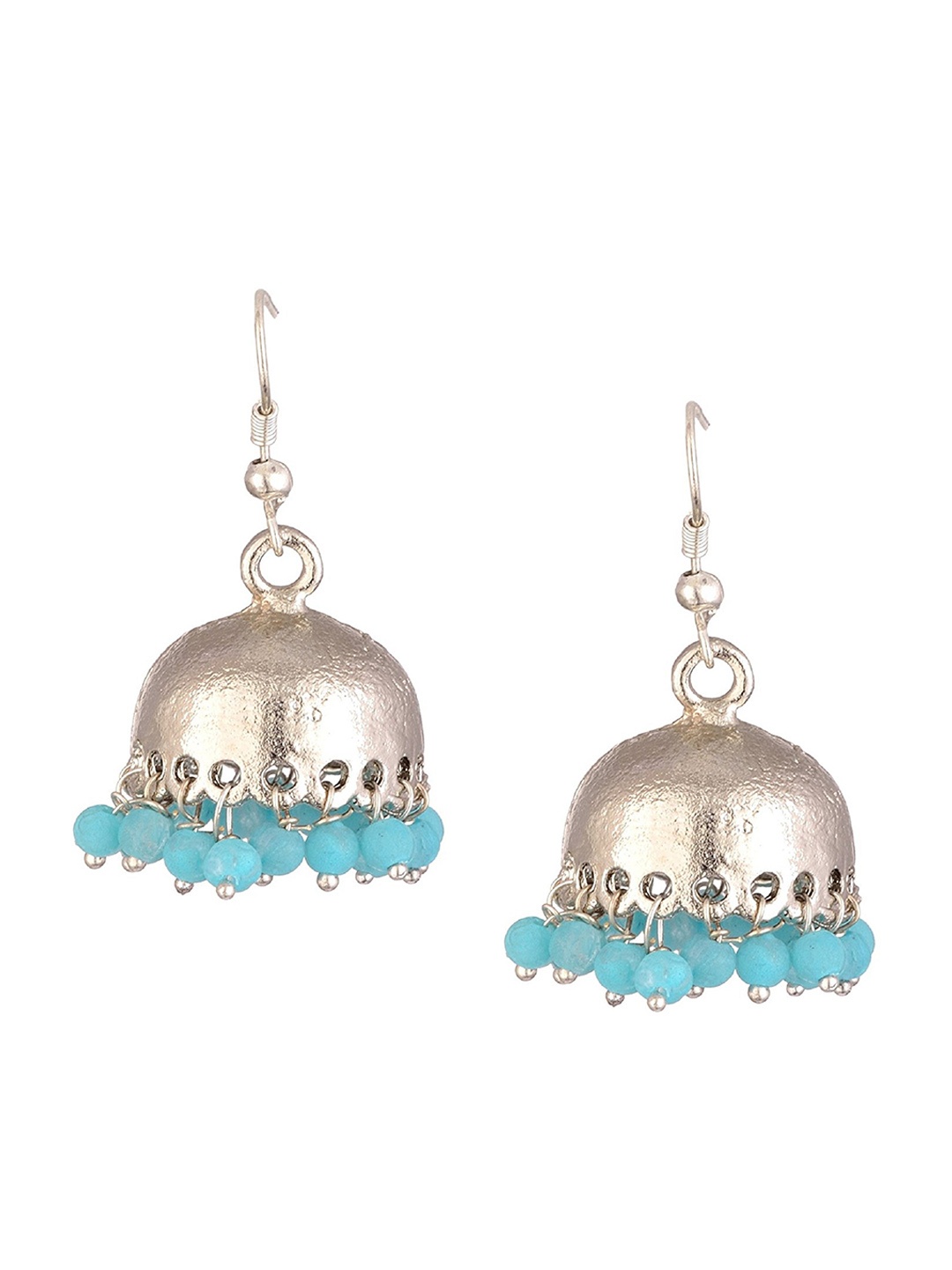 

Kshitij Jewels Blue & Silver-Toned Contemporary Jhumkas Earrings