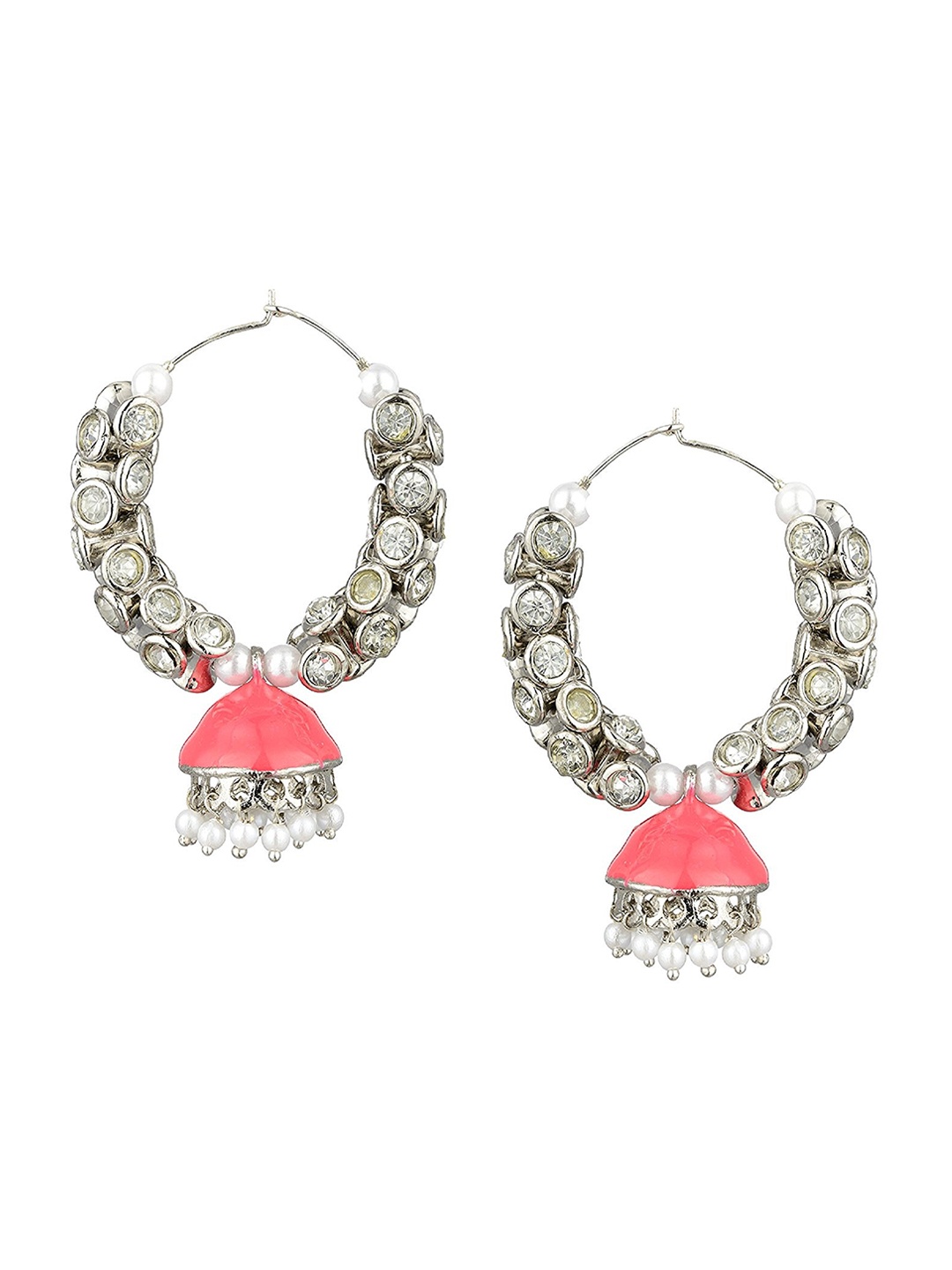 

Kshitij Jewels Pink Contemporary Hoop Earrings