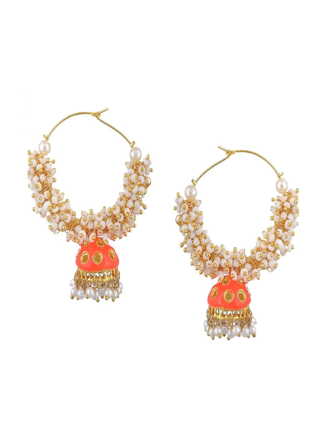 

Kshitij Jewels Women Gold-Toned & Orange Contemporary Jhumkas Earrings