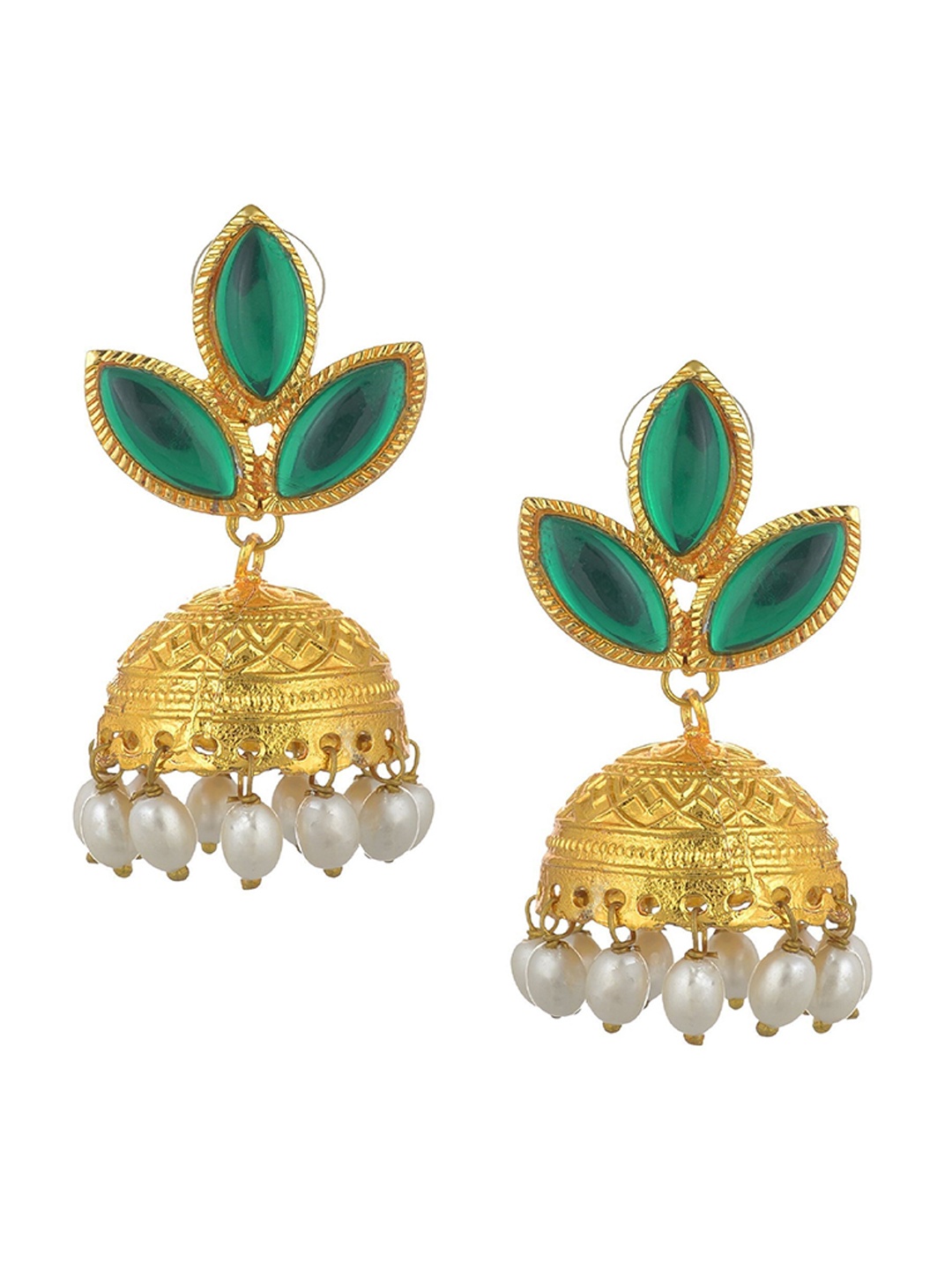 

Kshitij Jewels Green Contemporary Jhumkas Earrings
