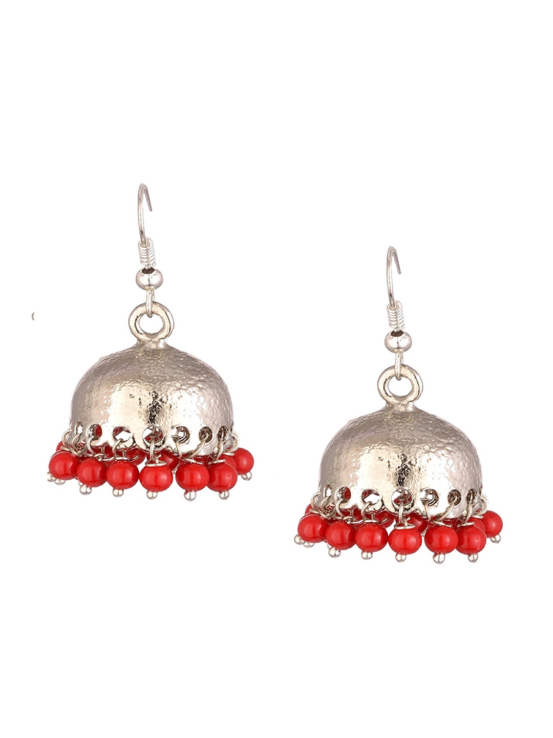 

Kshitij Jewels Gold-Plated Red Contemporary Jhumkas Earrings