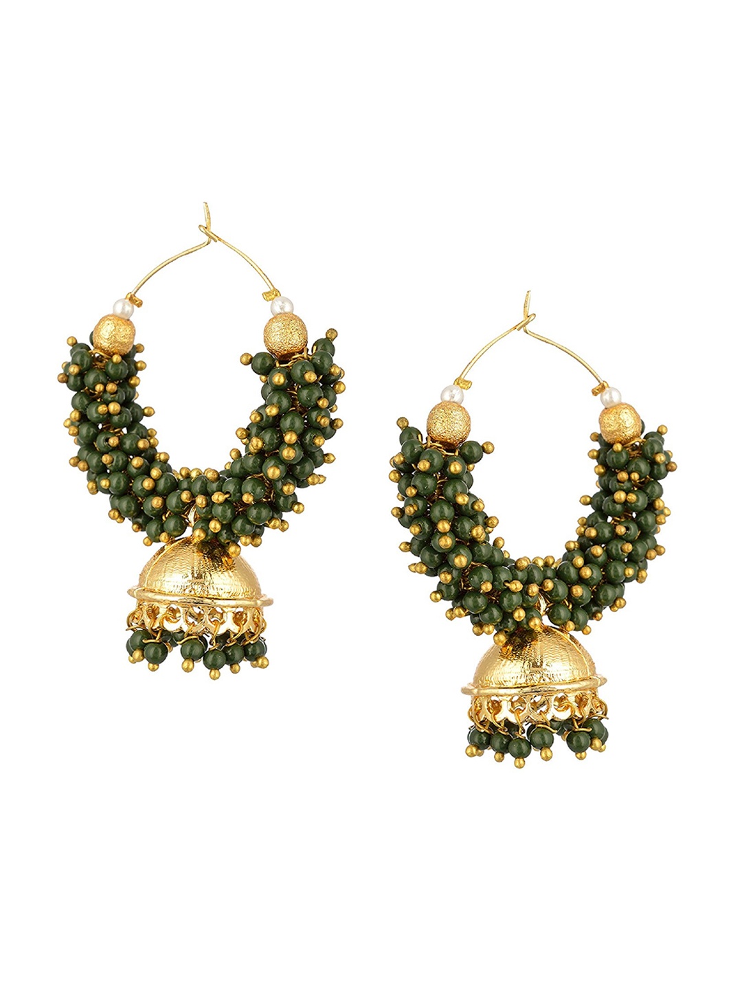 

Kshitij Jewels Green Contemporary Jhumkas Earrings