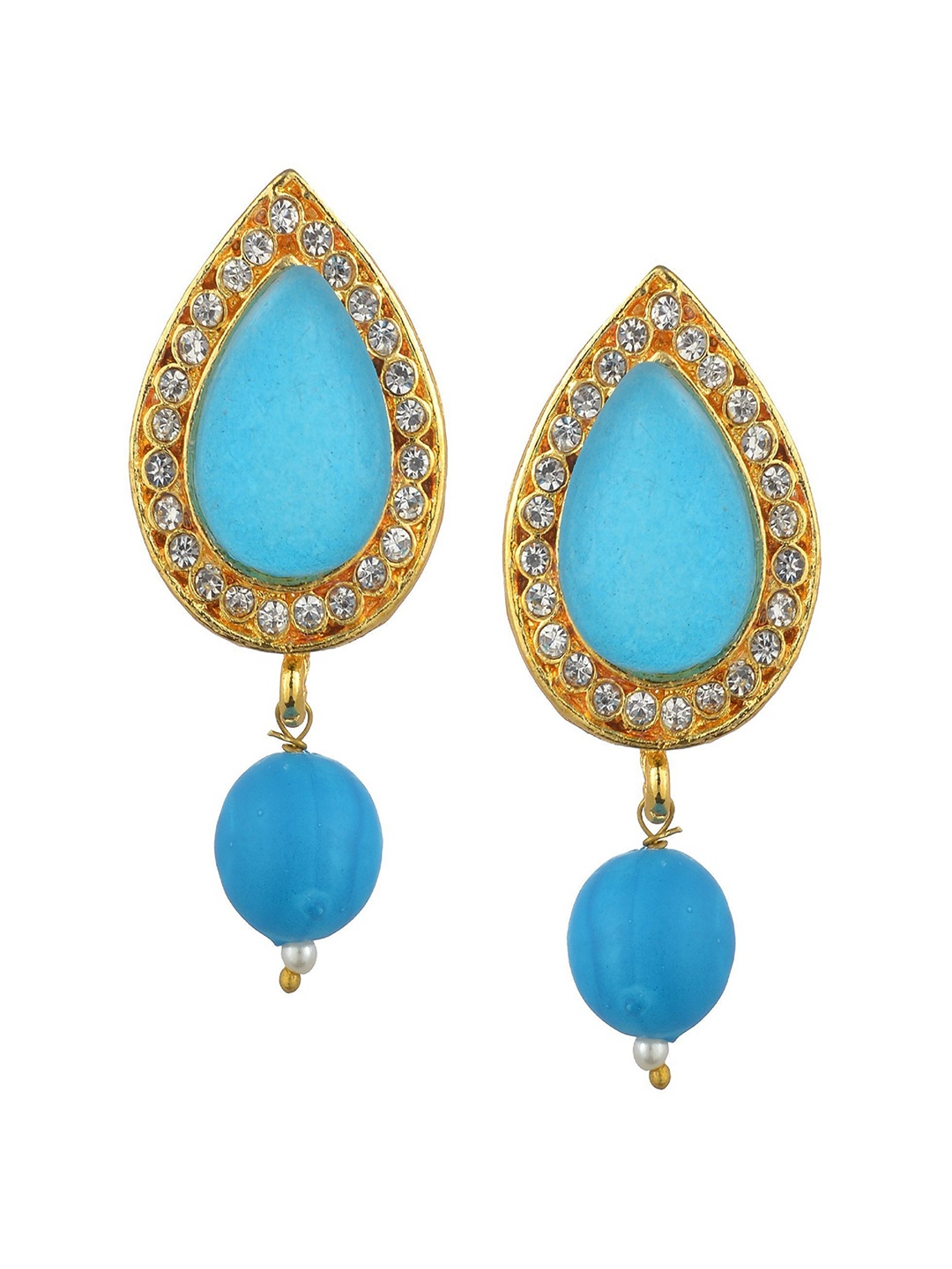 

Kshitij Jewels Women Blue & Gold-Toned Leaf Shaped Drop Earrings