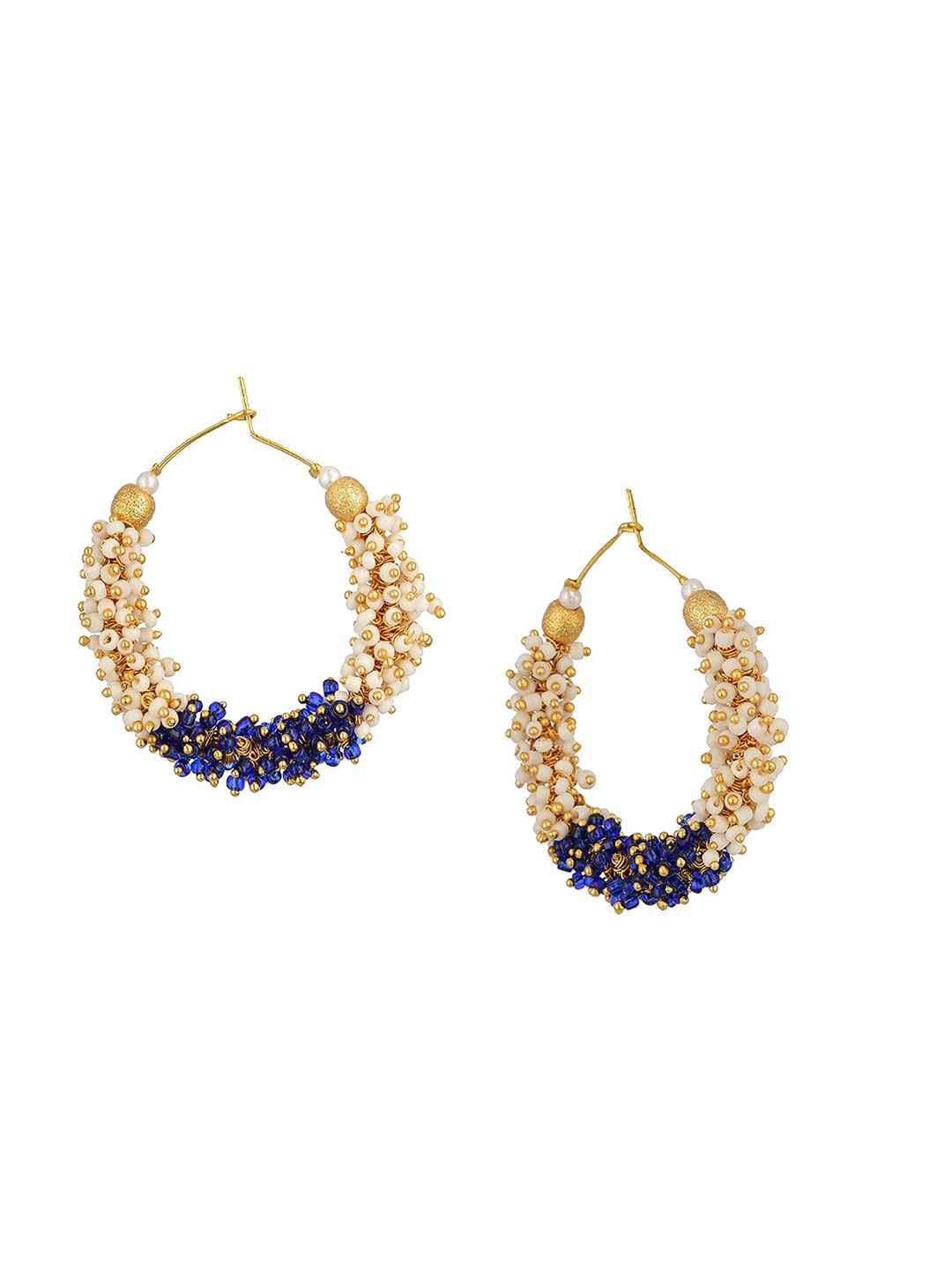 

Kshitij Jewels Gold Plated & Blue Contemporary Hoop Earrings