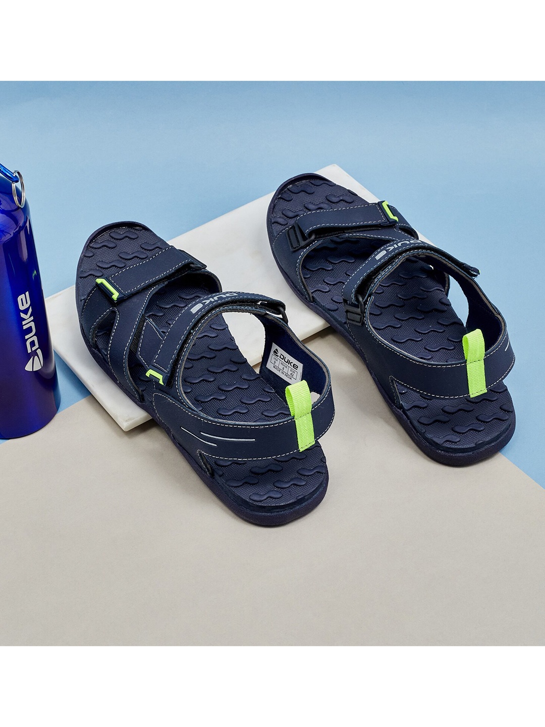 

Duke Men Navy Blue Textured Comfort Sandals
