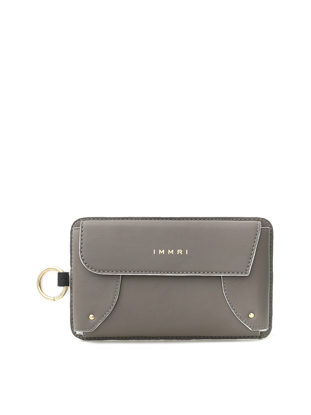 

IMMRI Grey Solid Genuine Leather Batua iPhone 13 Pro Max Back Sling bag