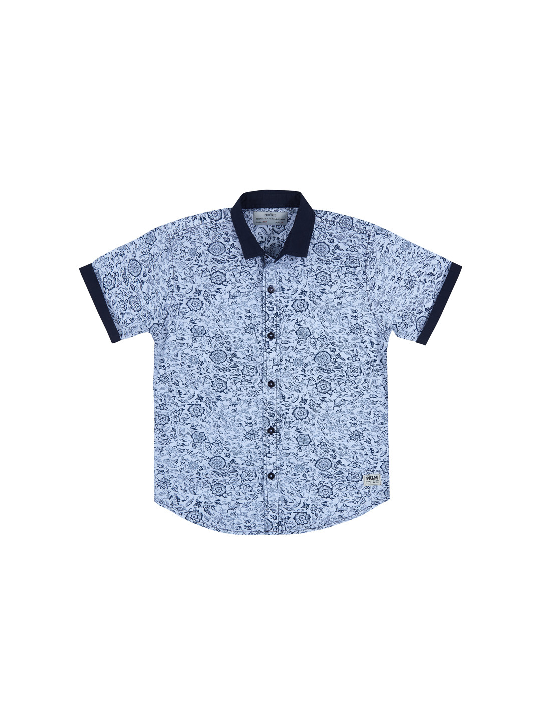 

Palm Tree Boys Blue Floral Print Casual Shirt
