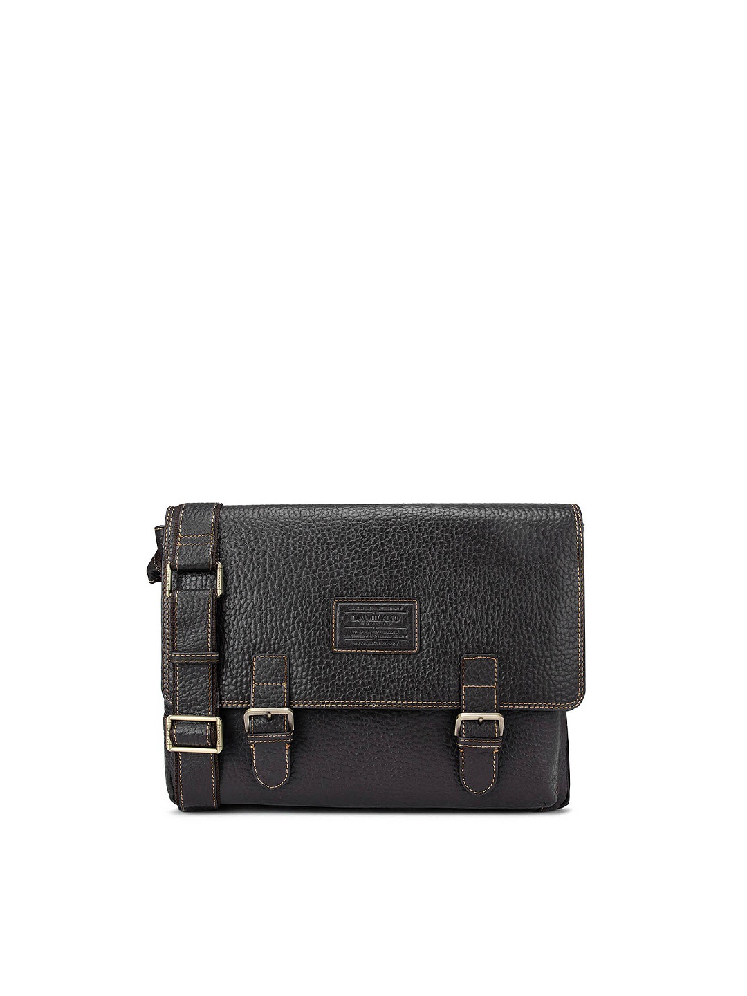 

Da Milano Men Brown Textured Messenger Bag