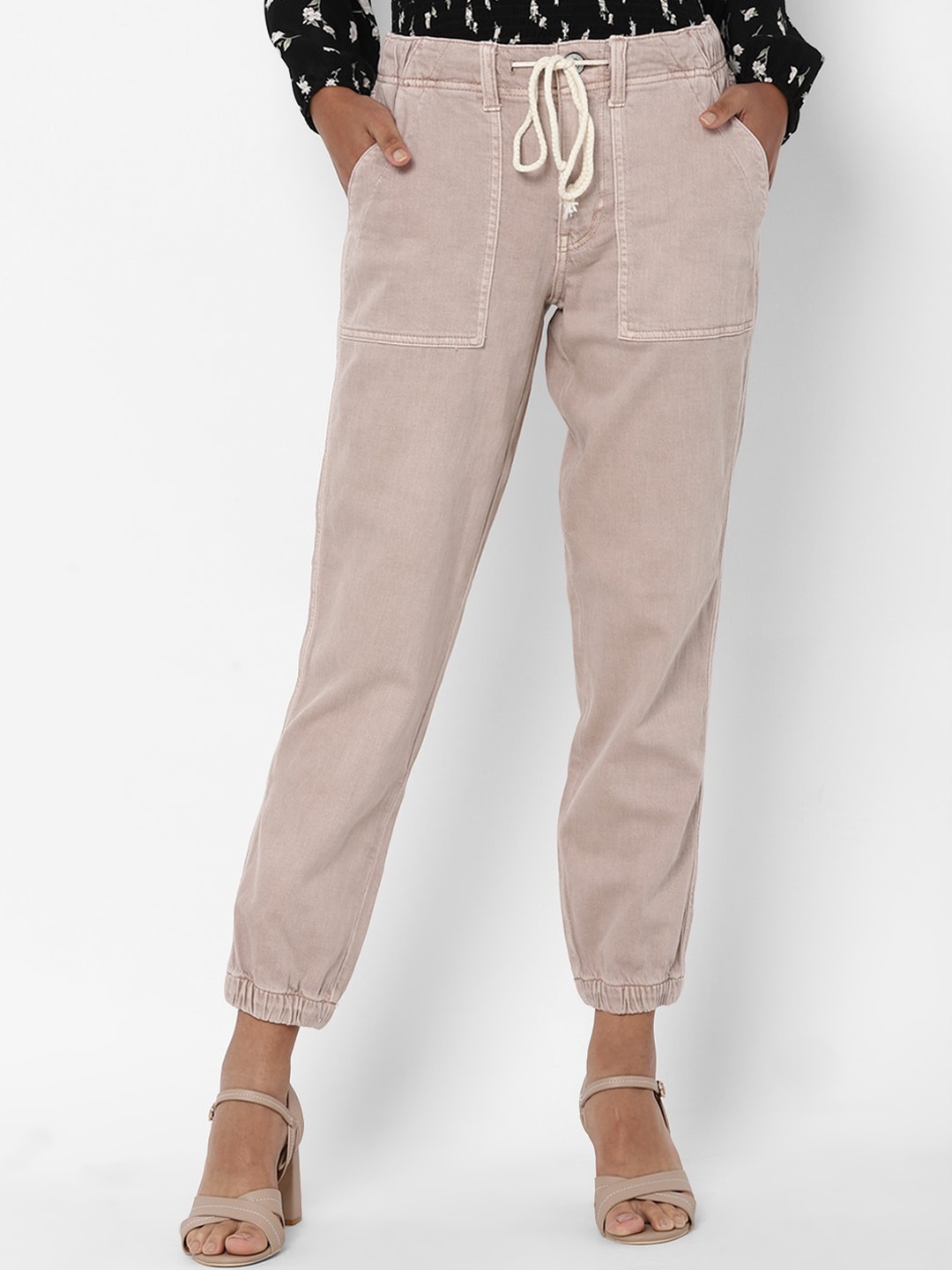 

AMERICAN EAGLE OUTFITTERS Women Pink Solid Slim Fit Jogger Track Pant