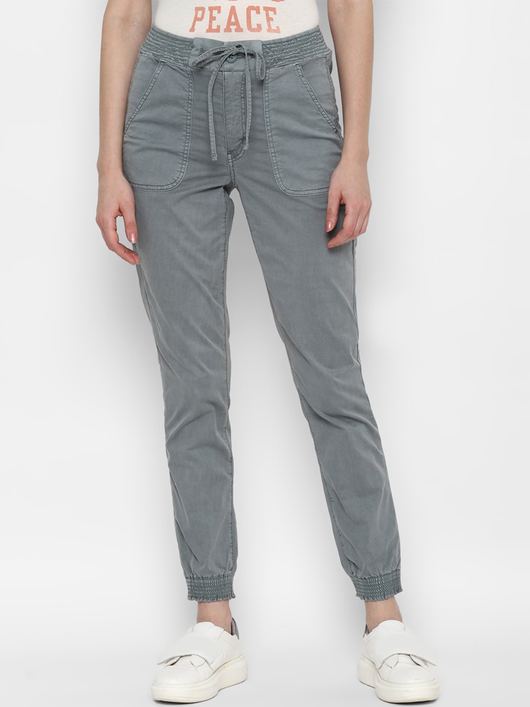 

American Eagle Women Grey Solid Slim Fit Joggers