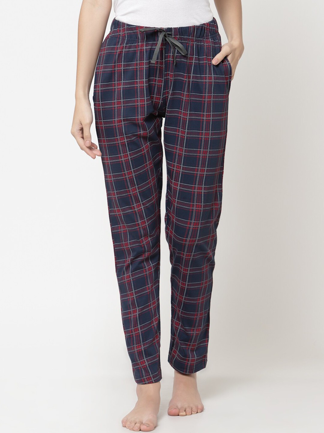 

Sweet Dreams Women Blue Checked Lounge Pants