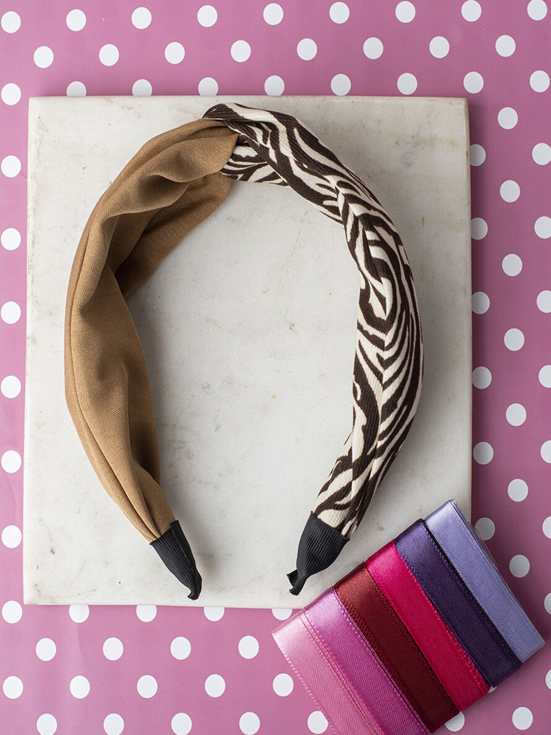 

Jewelz Women Brown & White Printed Hairband
