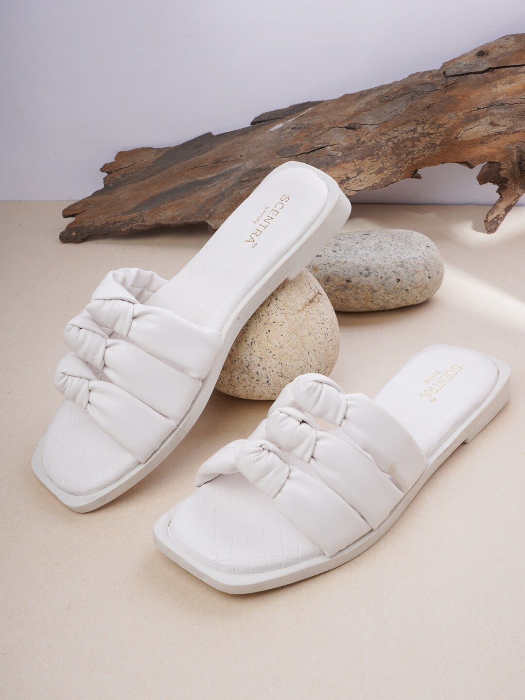 

SCENTRA Women White Solid Open Toe Flats