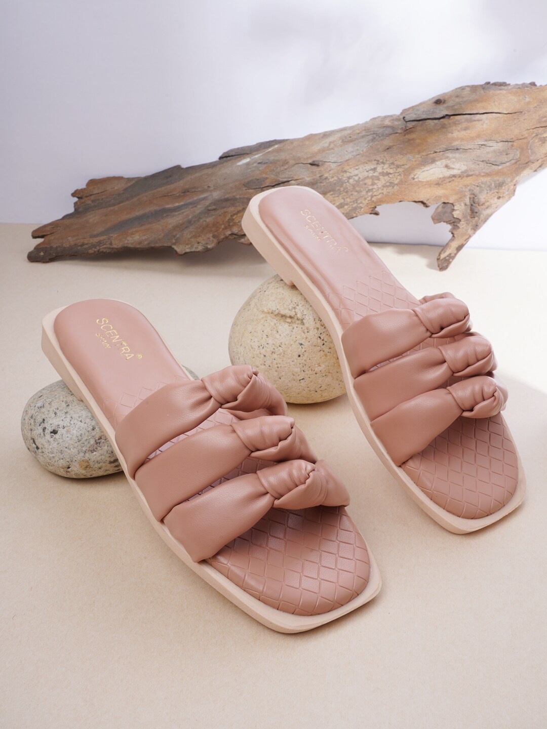 

SCENTRA Women Brown Solid Open Toe Flats
