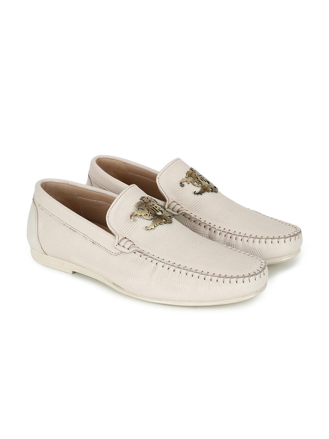 

JOHN RICHARDO Men Beige Textured Loafers