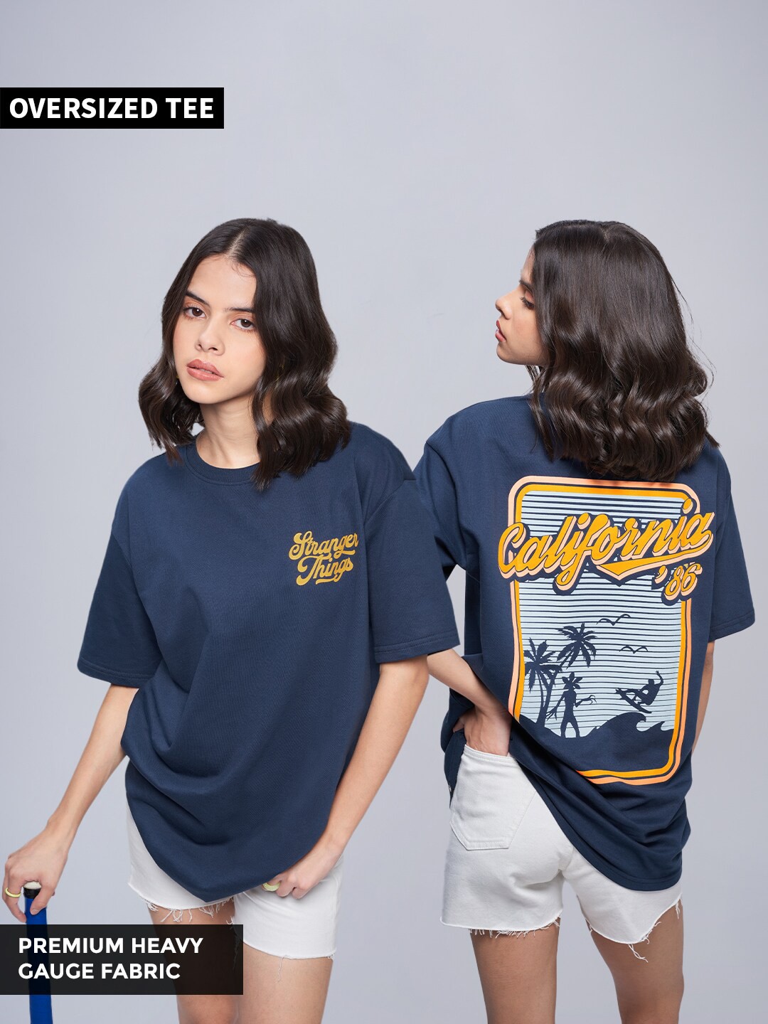

The Souled Store Women Navy Blue Printed Loose T-shirt
