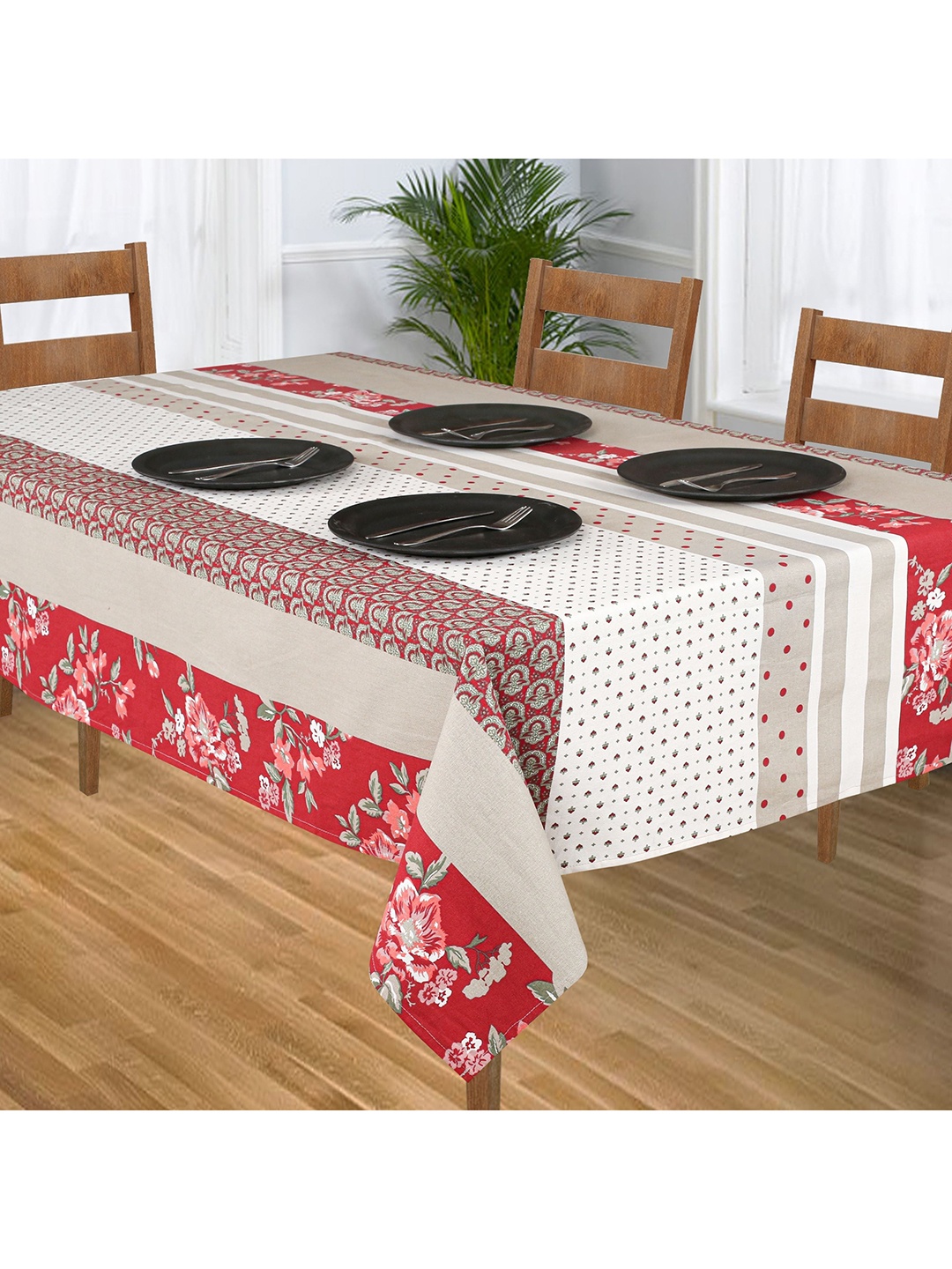 

SHADES of LIFE Red & White Printed Cotton Table Covers