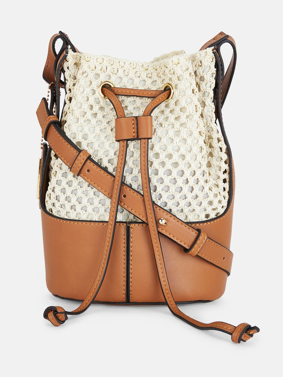 

Forever Glam by Pantaloons Tan Leather Bucket Sling Bag