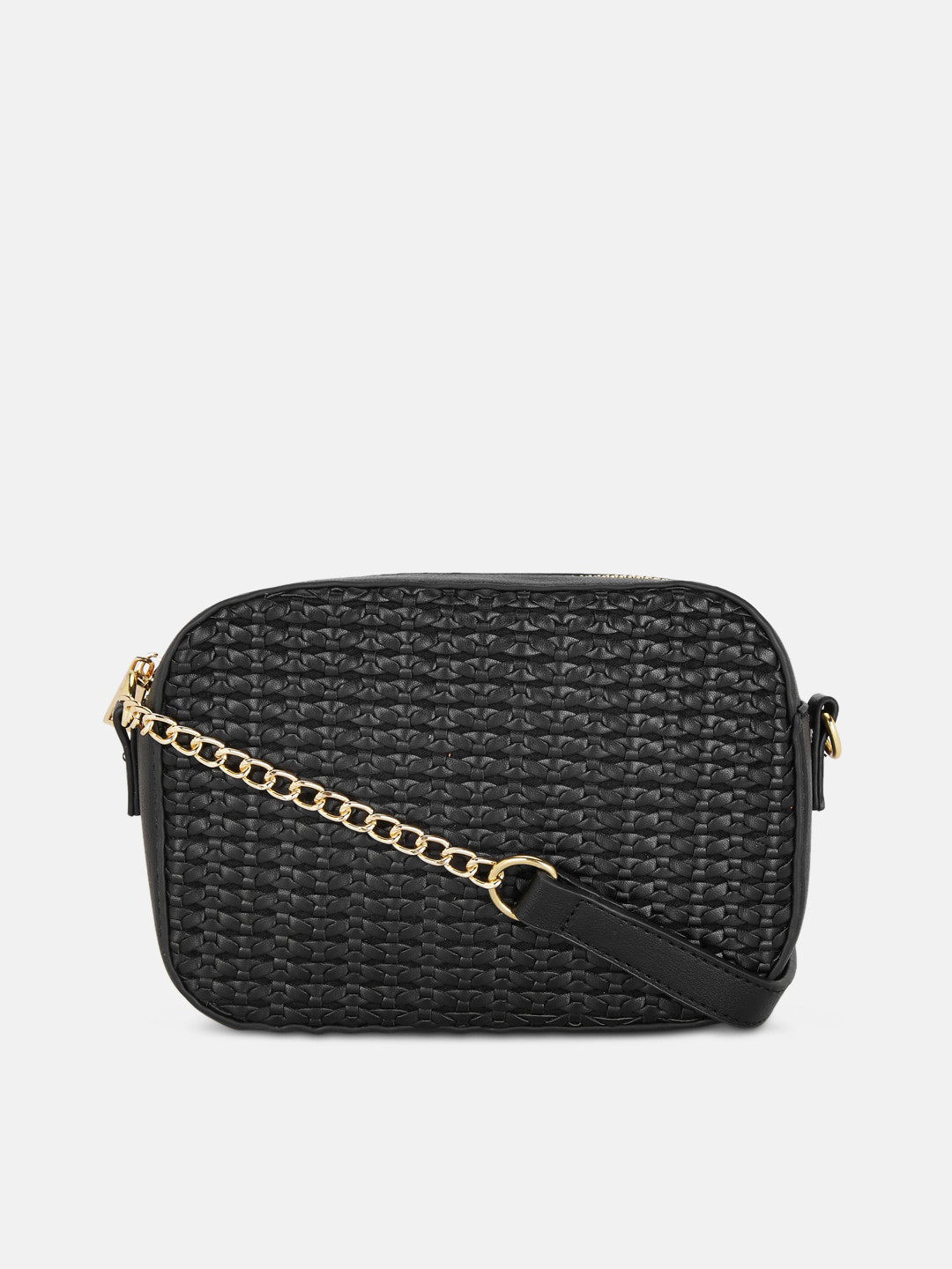 

Forever Glam by Pantaloons Black Textured Leather Structured Sling Bag