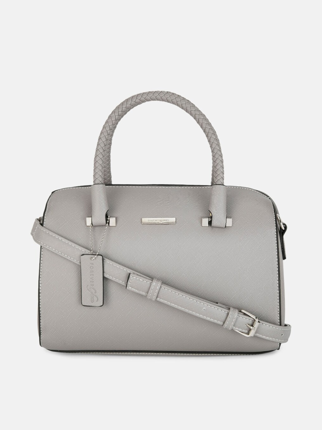 

Forever Glam by Pantaloons Grey Leather Structured Handheld Bag