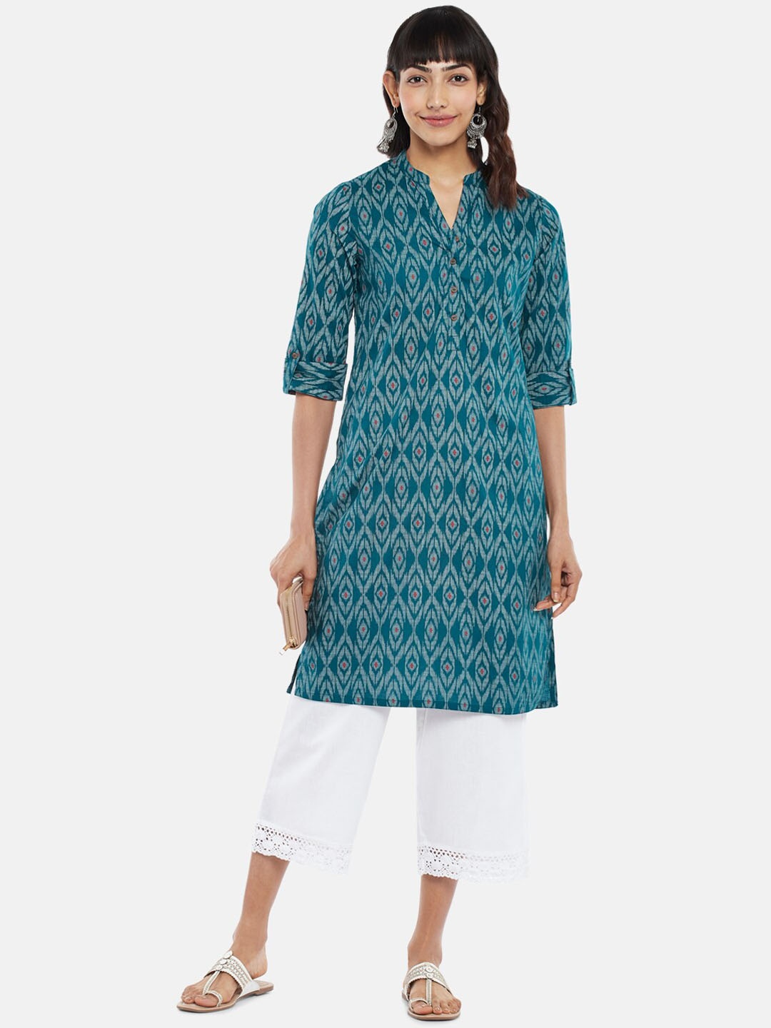 

RANGMANCH BY PANTALOONS Women Navy Blue Ethnic Motifs Printed Kurta