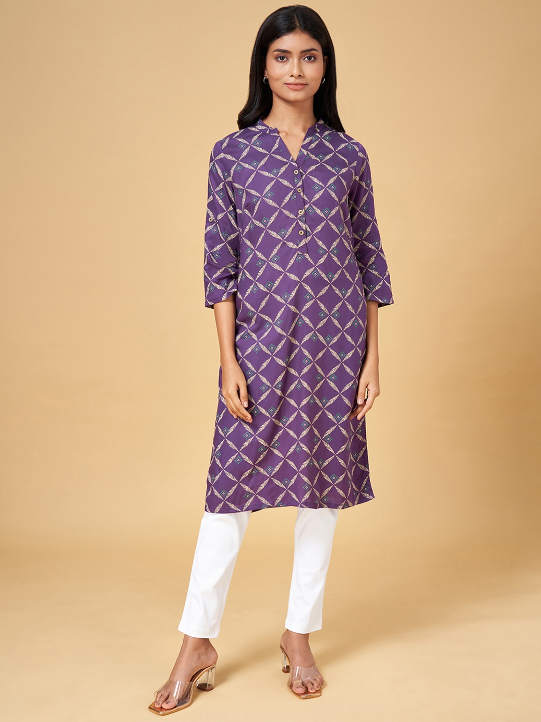 

RANGMANCH BY PANTALOONS Women Blue Printed Kurta