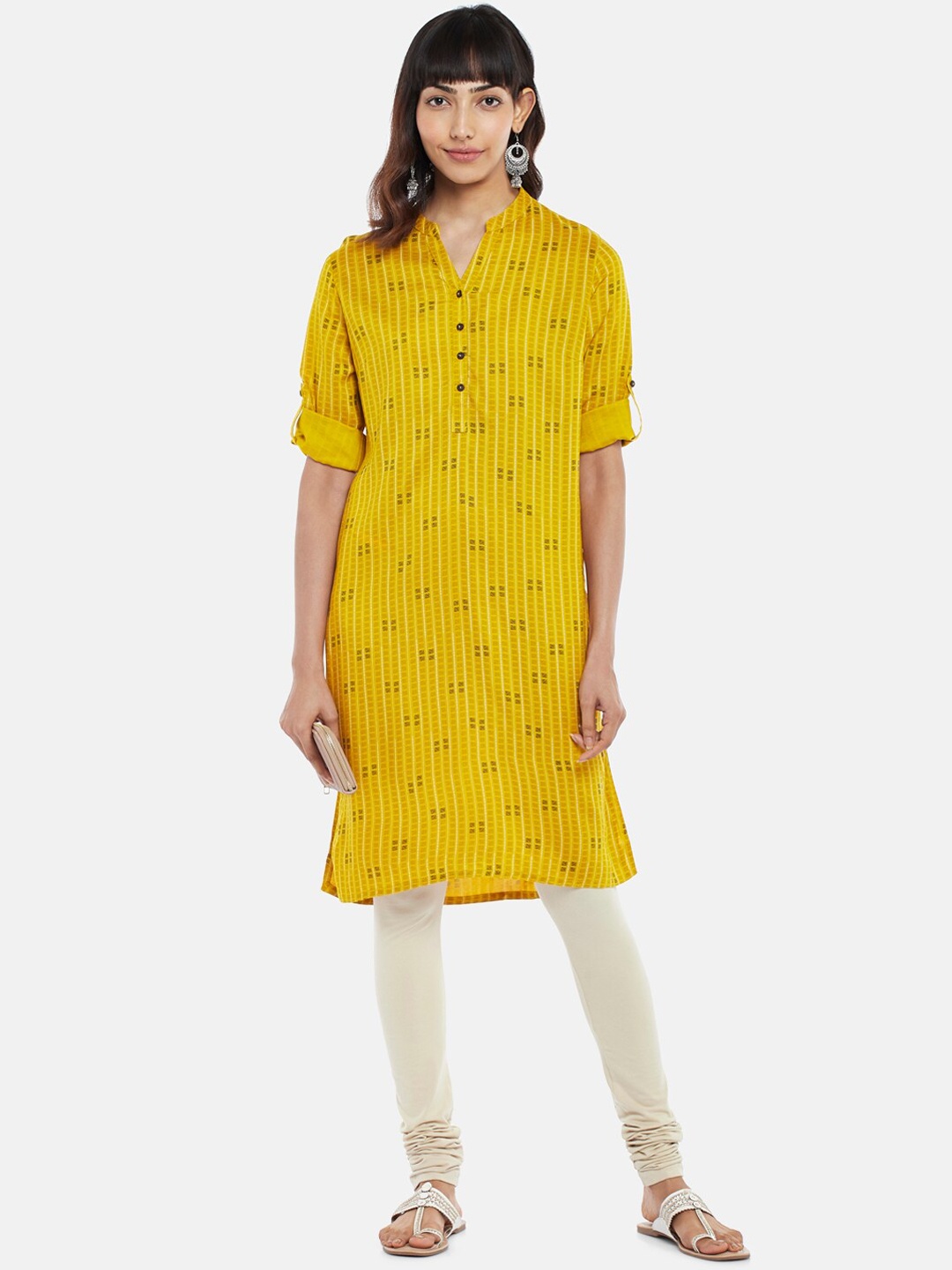 

RANGMANCH BY PANTALOONS Women Mustard Yellow Kurta