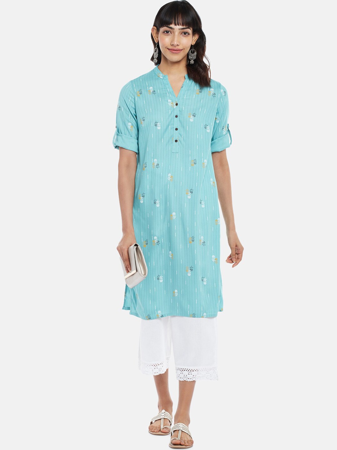 

RANGMANCH BY PANTALOONS Women Blue Geometric Printed Kurta