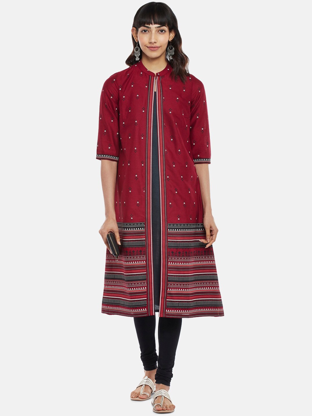 

RANGMANCH BY PANTALOONS Women Red & Blue Geometric Kurta