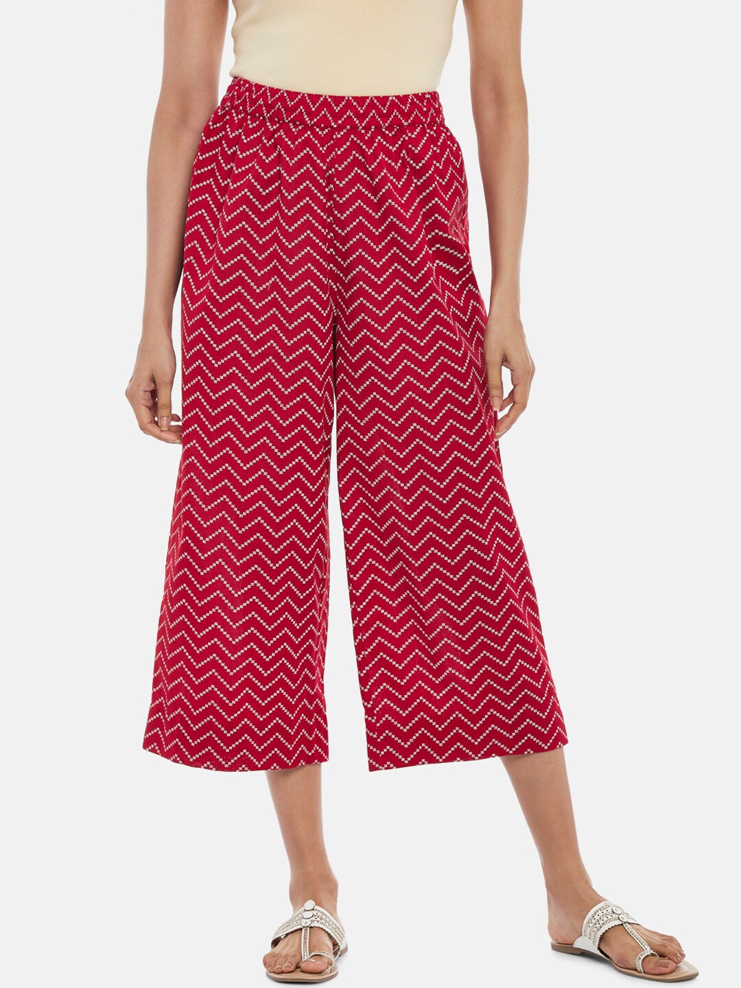 

RANGMANCH BY PANTALOONS Women Red Printed Palazzos