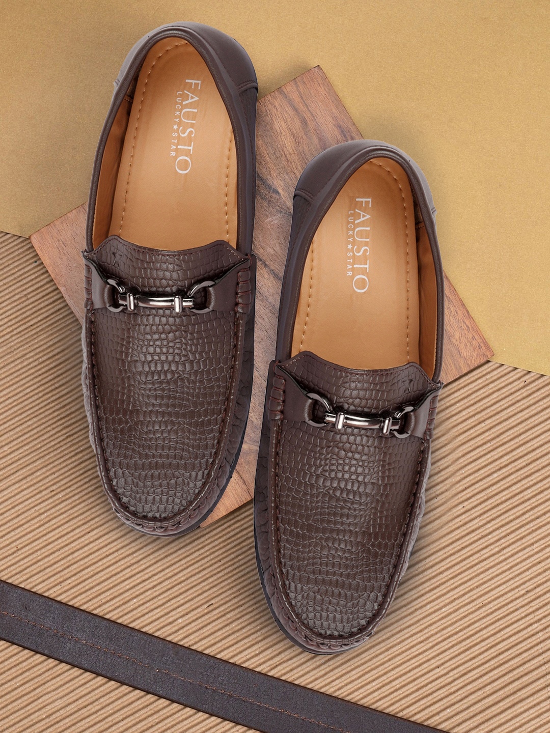 

FAUSTO Men Brown PU Loafers