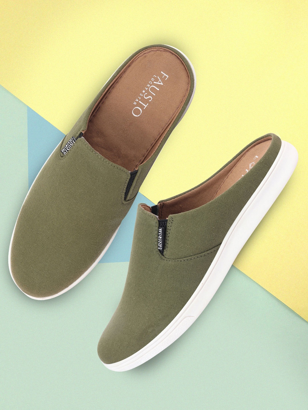 

FAUSTO Men Olive Green Slip-On Sneakers