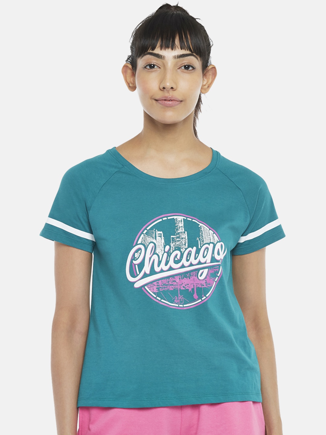 

Ajile by Pantaloons Women Green Typography Printed T-shirt