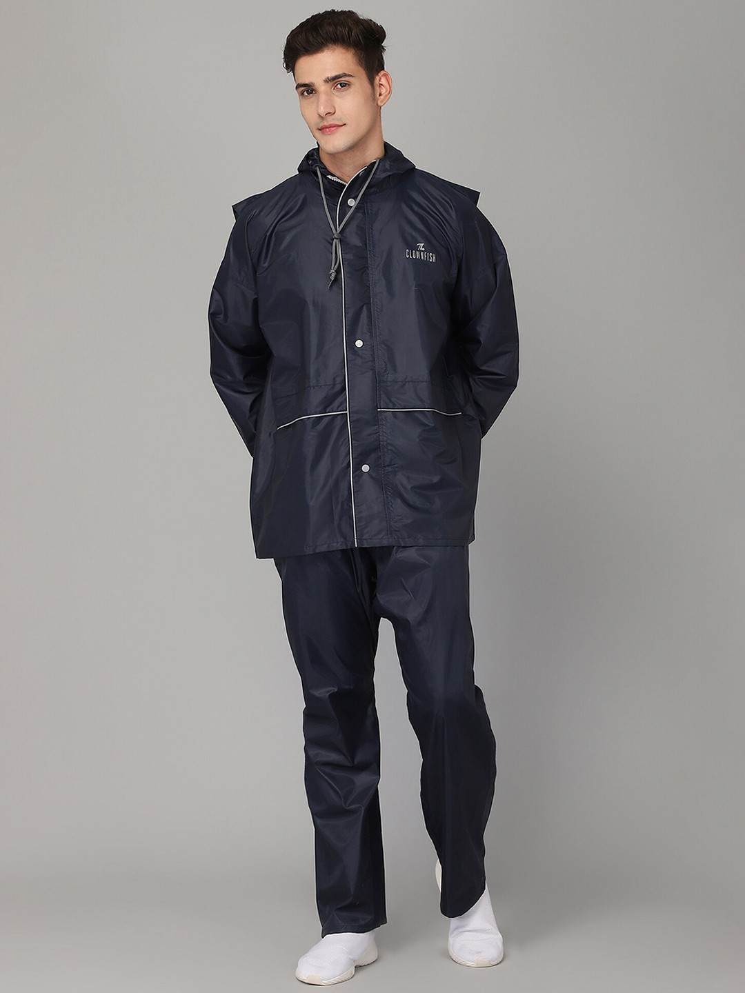 

THE CLOWNFISH Charles Navy Blue Solid Waterproof Rain Suit